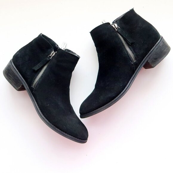Blondo Waterproof Black Suede Leather Block Heel Ankle Boots Booties Size 10 - Picture 1 of 16